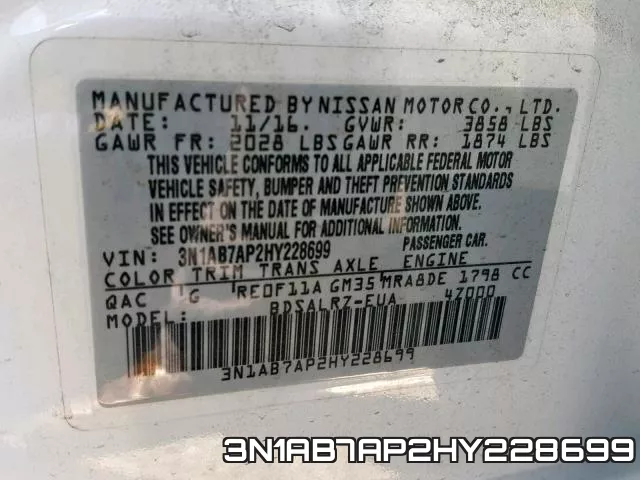 3N1AB7AP2HY228699 фото 2