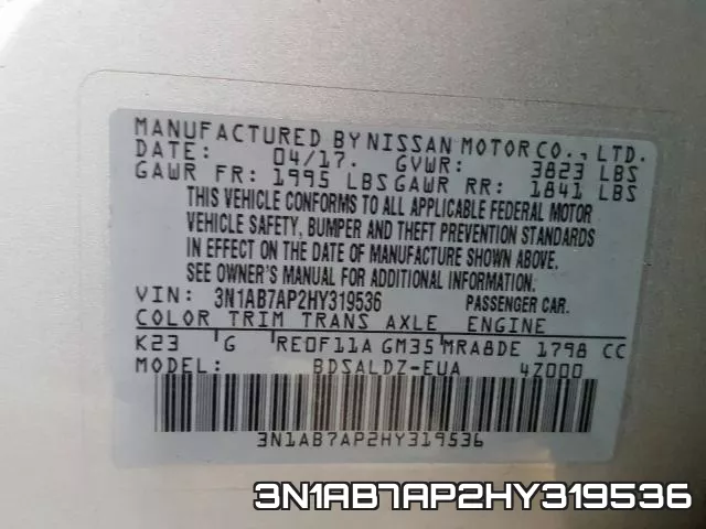 3N1AB7AP2HY319536 фото 2