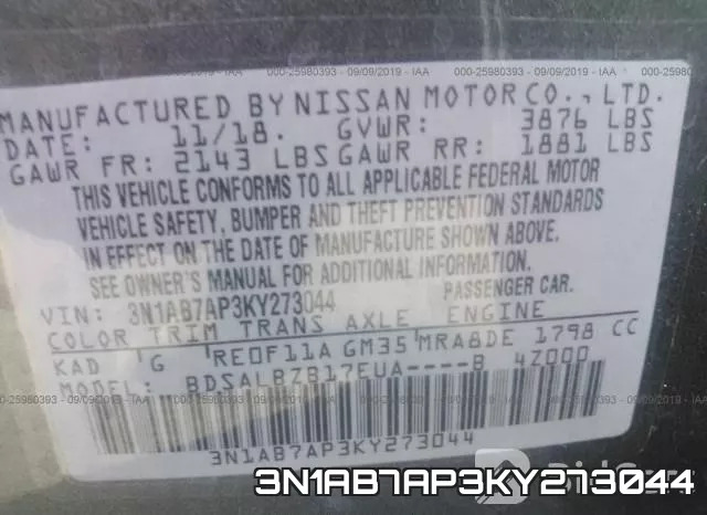 3N1AB7AP3KY273044 фото 10