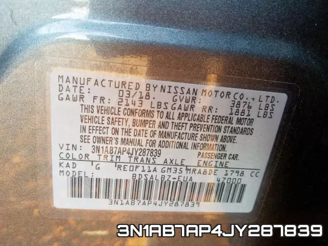 3N1AB7AP4JY287839 фото 2