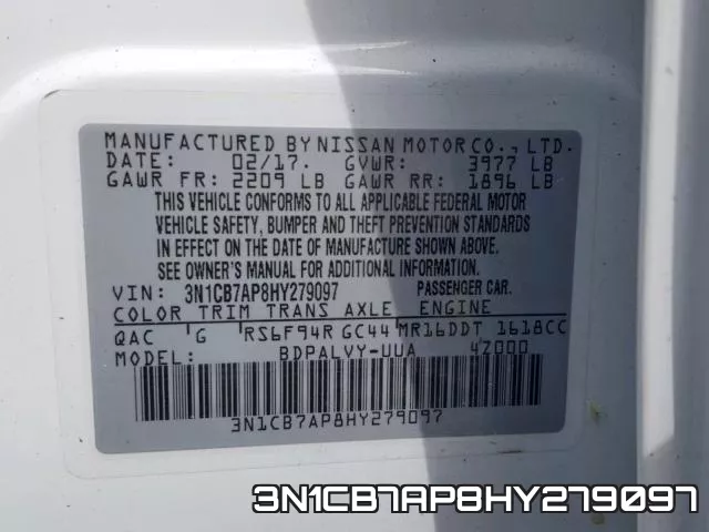 3N1CB7AP8HY279097 фото 2