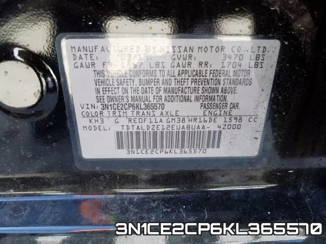 3N1CE2CP6KL365570 фото 2