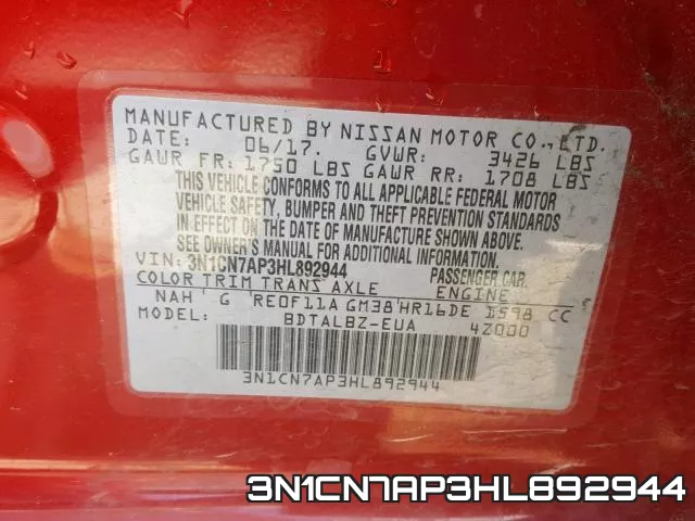 3N1CN7AP3HL892944 фото 2