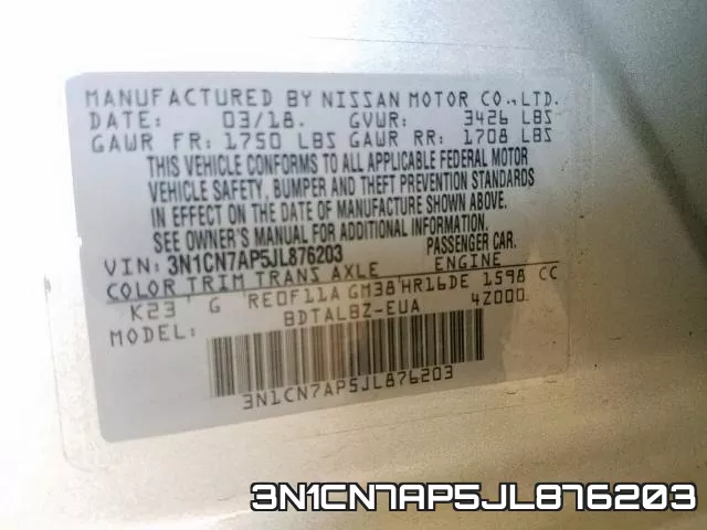 3N1CN7AP5JL876203 фото 2