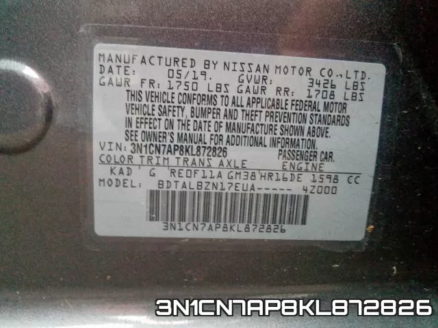 3N1CN7AP8KL872826 фото 2