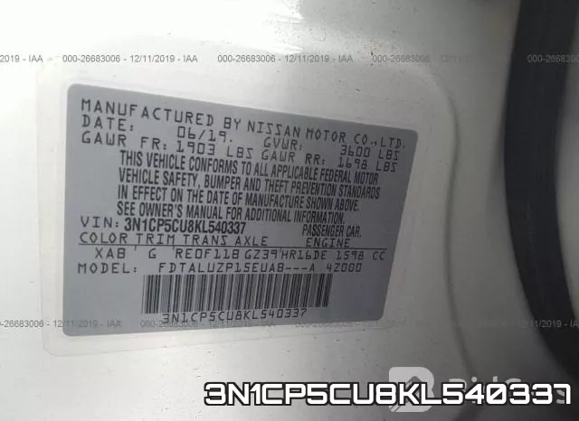 3N1CP5CU8KL540337 фото 10