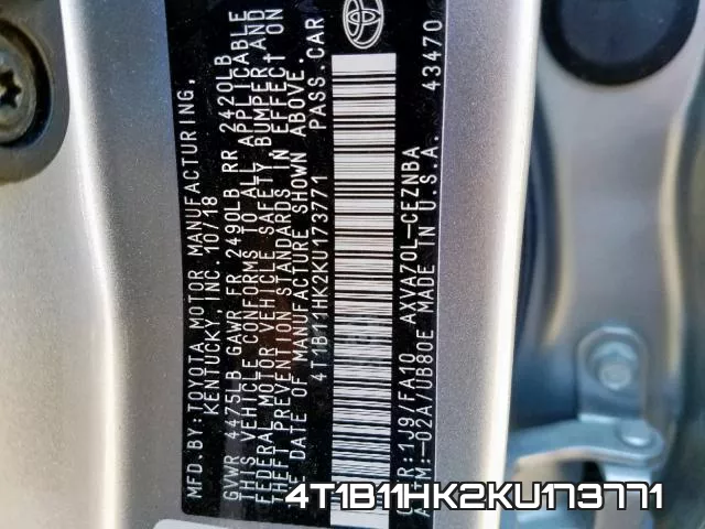 4T1B11HK2KU173771 фото 2