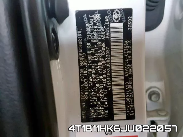 4T1B11HK6JU022057 фото 2