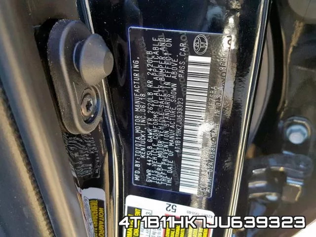 4T1B11HK7JU639323 фото 2