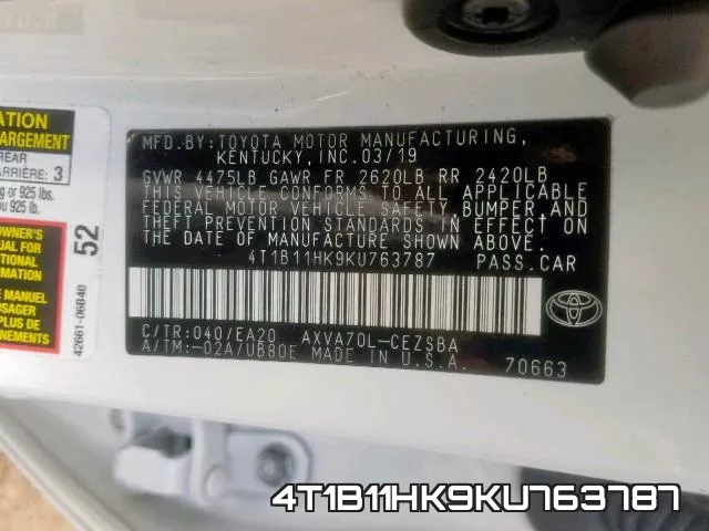 4T1B11HK9KU763787 фото 2