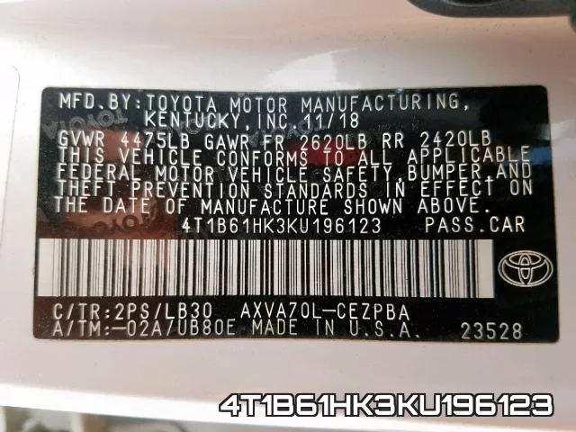 4T1B61HK3KU196123 фото 2