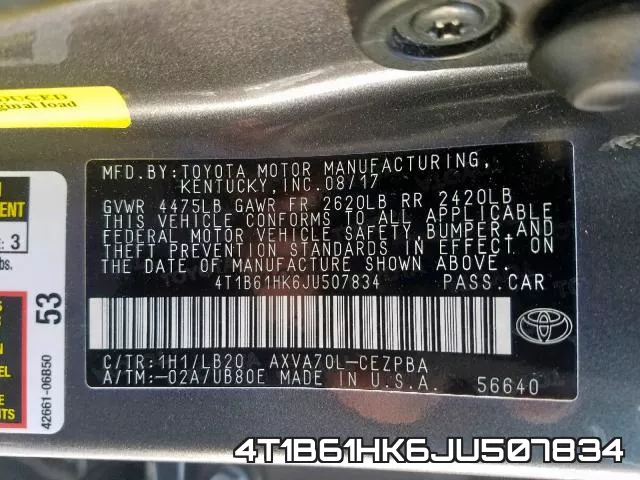4T1B61HK6JU507834 фото 2