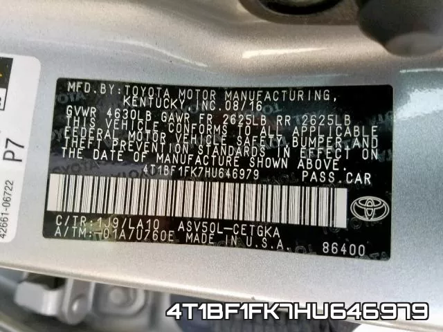 4T1BF1FK7HU646979 фото 2