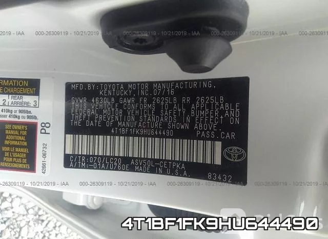 4T1BF1FK9HU644490 фото 10