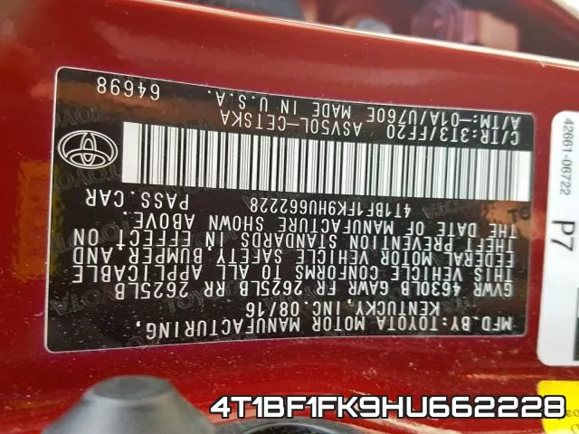 4T1BF1FK9HU662228 фото 2