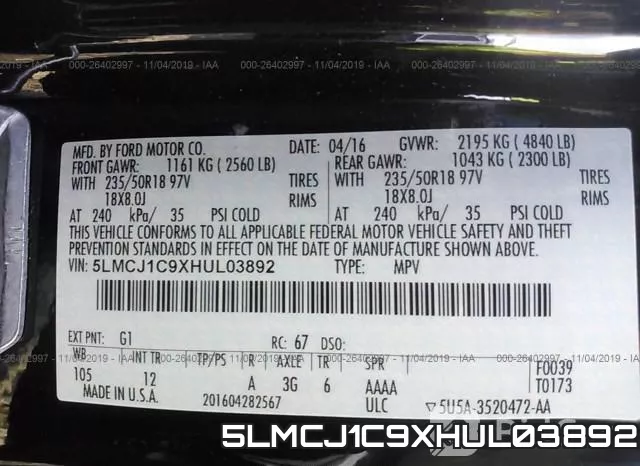 5LMCJ1C9XHUL03892 фото 10