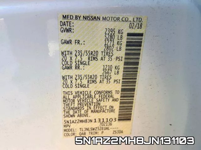 5N1AZ2MH8JN131103 фото 2