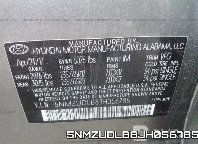 5NMZUDLB8JH056785 фото 10