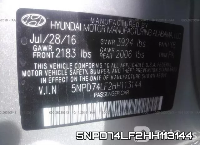 5NPD74LF2HH113144 фото 8