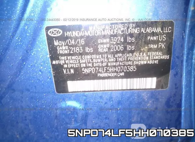 5NPD74LF5HH070385 фото 10
