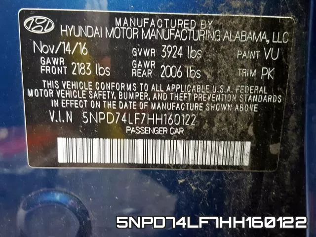 5NPD74LF7HH160122 фото 2