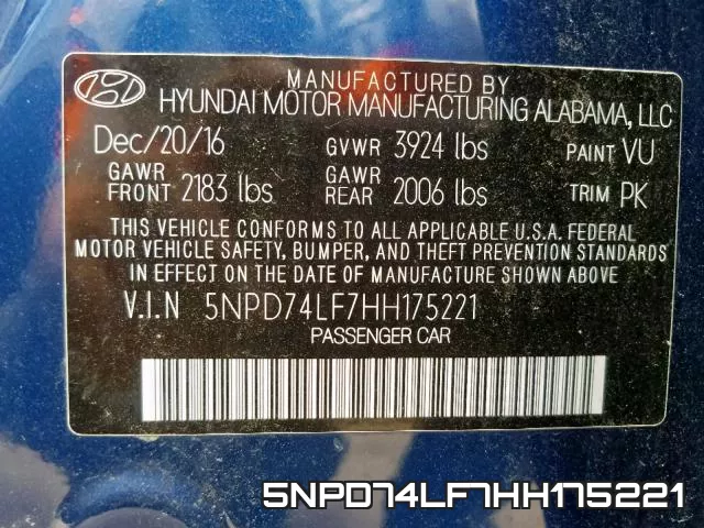 5NPD74LF7HH175221 фото 2