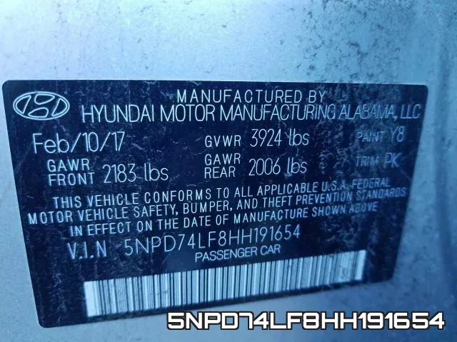 5NPD74LF8HH191654 фото 2