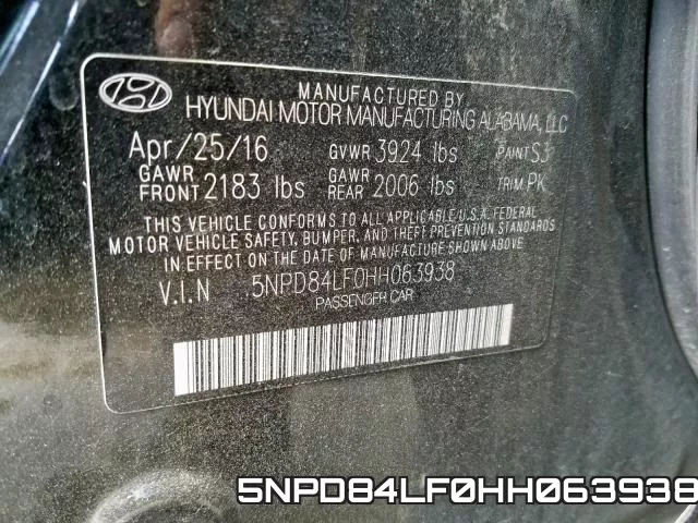 5NPD84LF0HH063938 фото 2