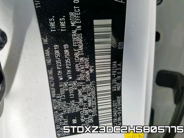 5TDXZ3DC2HS805775 фото 2