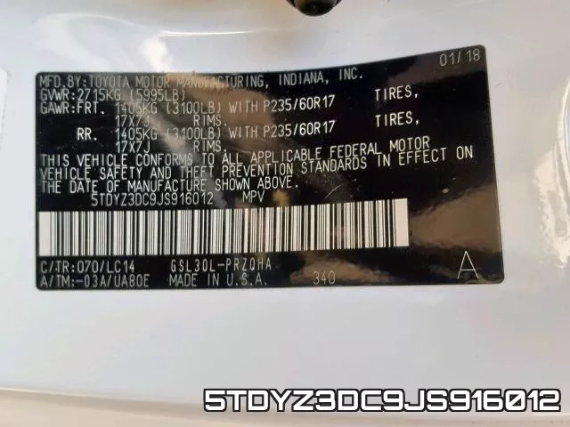 5TDYZ3DC9JS916012 фото 2