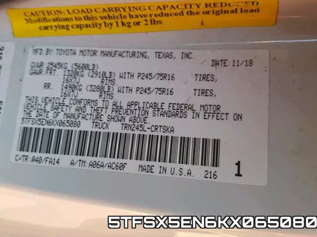 5TFSX5EN6KX065080 фото 2