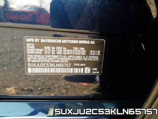 5UXJU2C53KLN65757 фото 2
