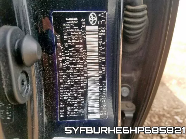 5YFBURHE6HP685821 фото 2
