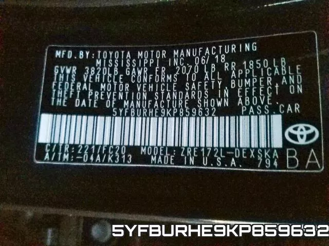 5YFBURHE9KP859632 фото 2