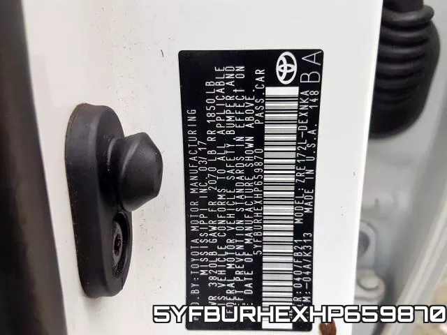 5YFBURHEXHP659870 фото 2
