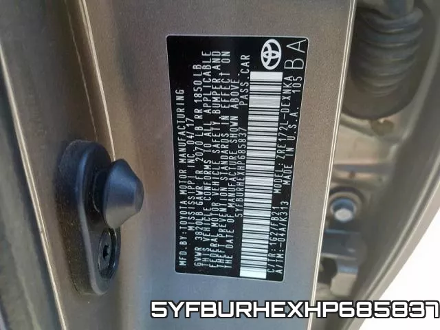 5YFBURHEXHP685837 фото 2