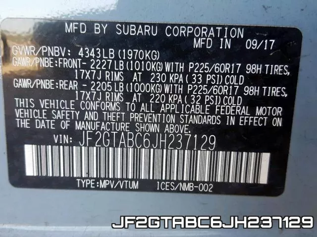 JF2GTABC6JH237129 фото 2