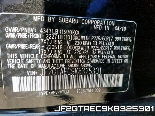 JF2GTAEC9K8325301 фото 2