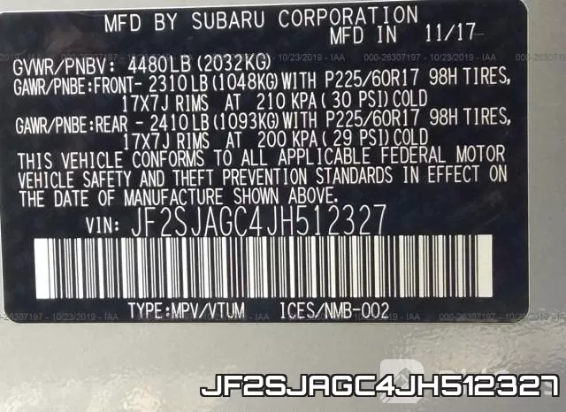 JF2SJAGC4JH512327 фото 10