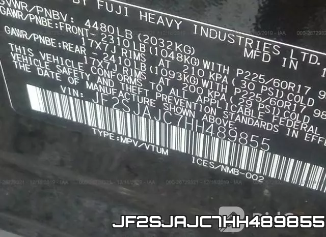 JF2SJAJC7HH489855 фото 9