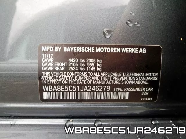 WBA8E5C51JA246279 фото 2