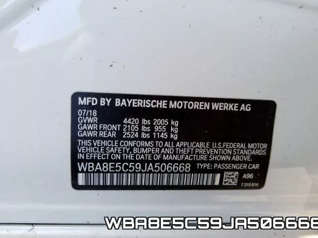 WBA8E5C59JA506668 фото 2