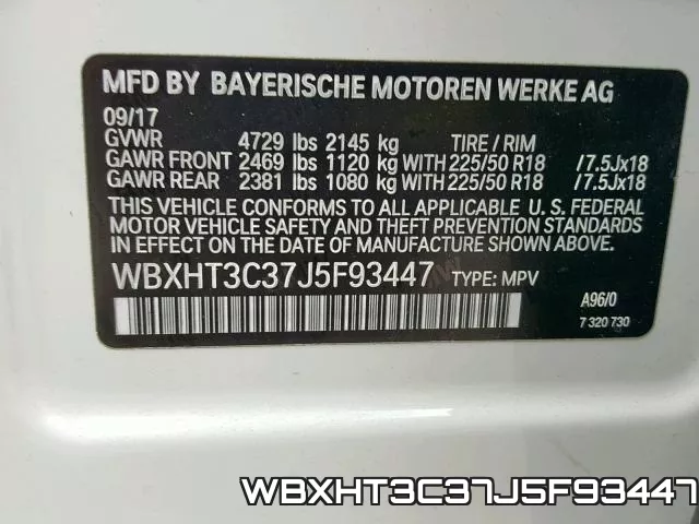 WBXHT3C37J5F93447 фото 2
