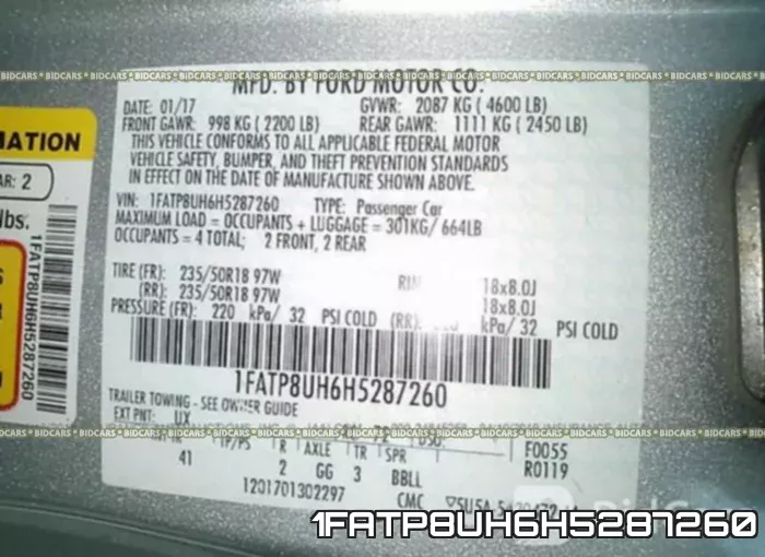 1FATP8UH6H5287260 фото 10