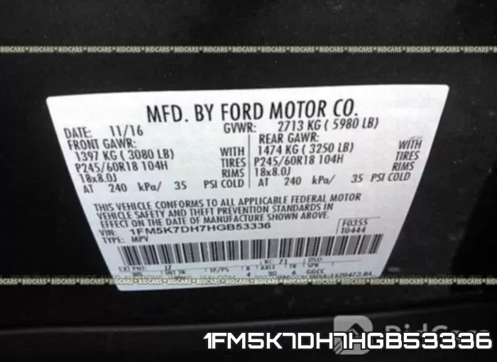 1FM5K7DH7HGB53336 фото 10