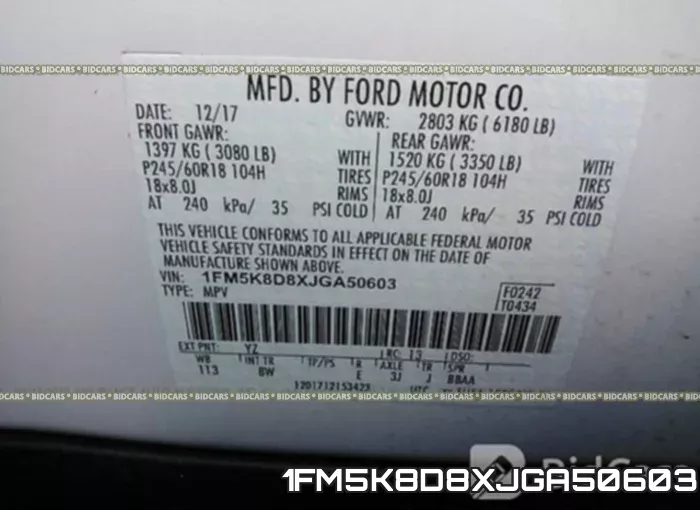 1FM5K8D8XJGA50603 фото 10