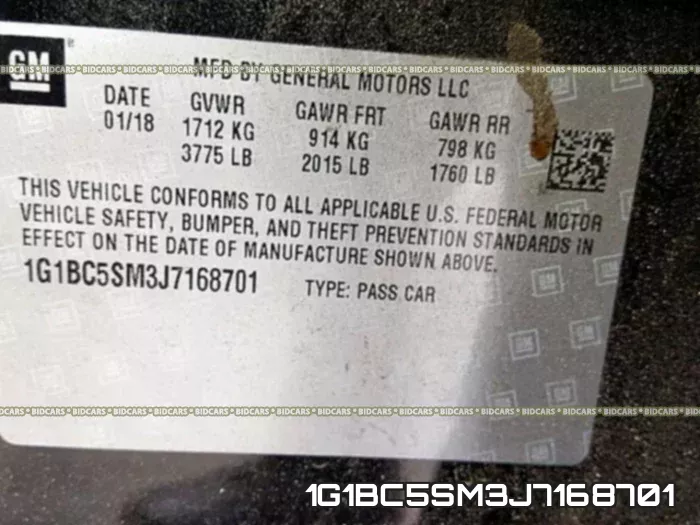 1G1BC5SM3J7168701 фото 2