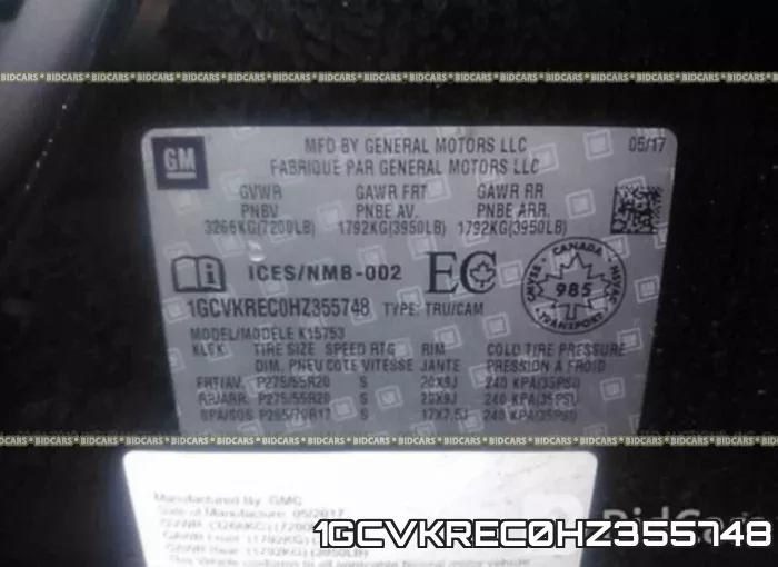 1GCVKREC0HZ355748 фото 10