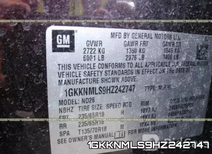 1GKKNMLS9HZ242747 фото 10
