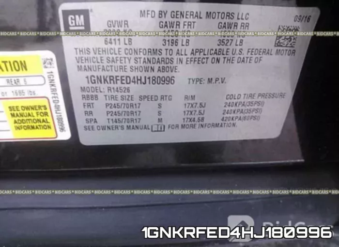 1GNKRFED4HJ180996 фото 10